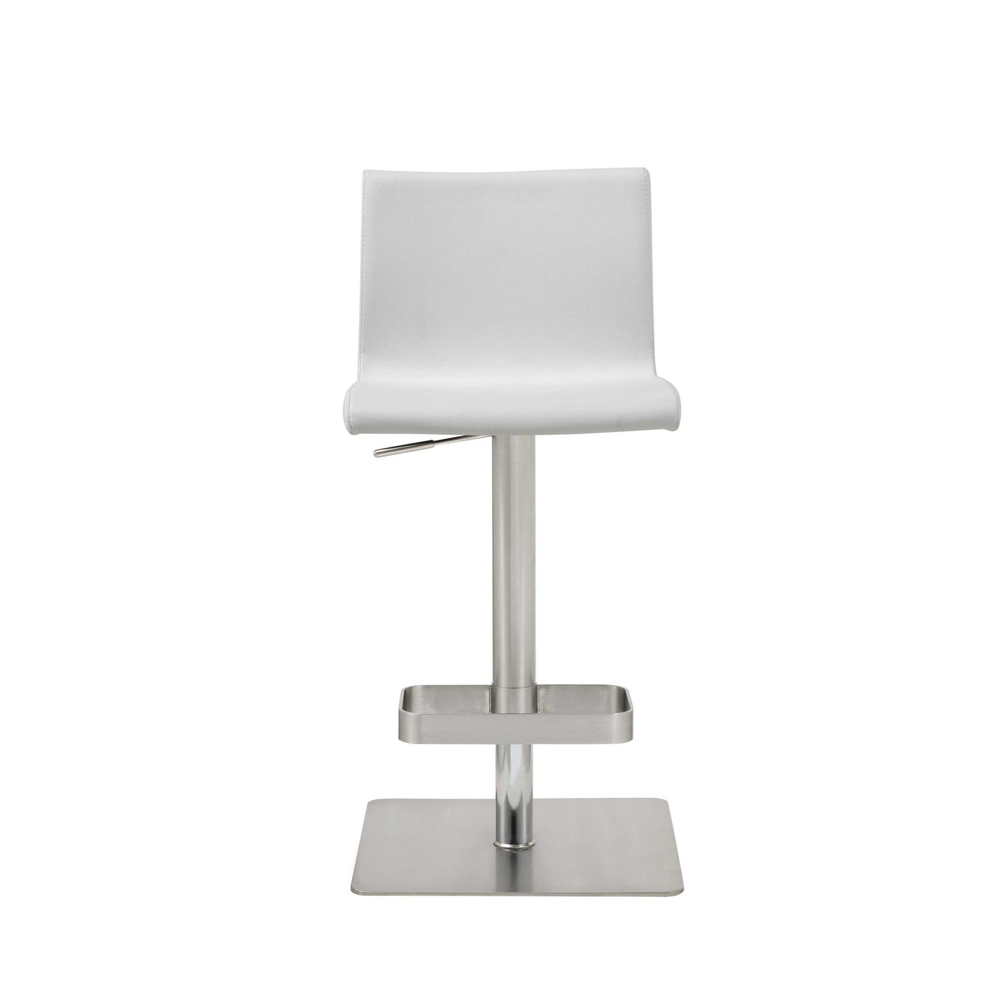 HomeRoots 16.5 x 20 x 32-42 White Stainless Steel Bar Stool