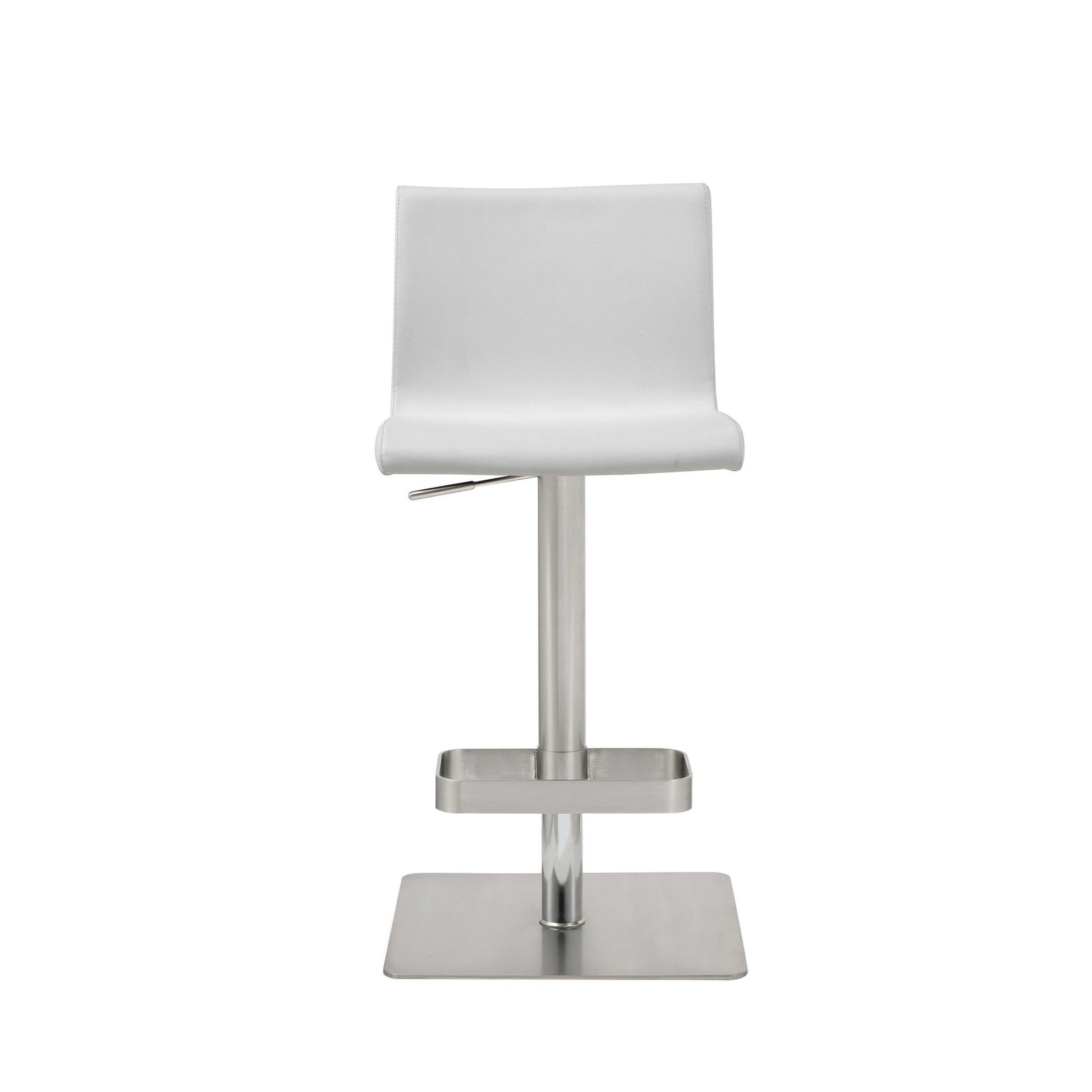 HomeRoots 16.5 x 20 x 32-42 White Stainless Steel Bar Stool