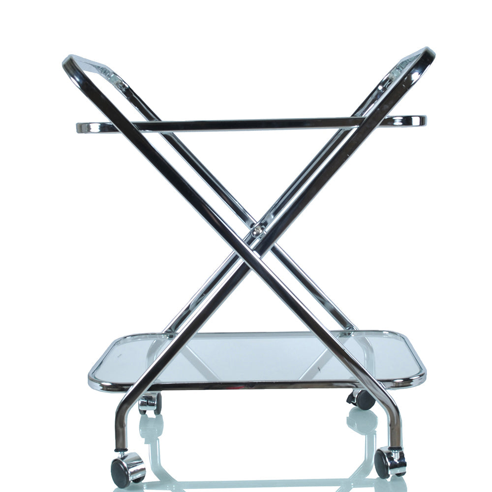 HomeRoots 16.5" x 26.25" x 30.5" Chrome XShape Bar Cart