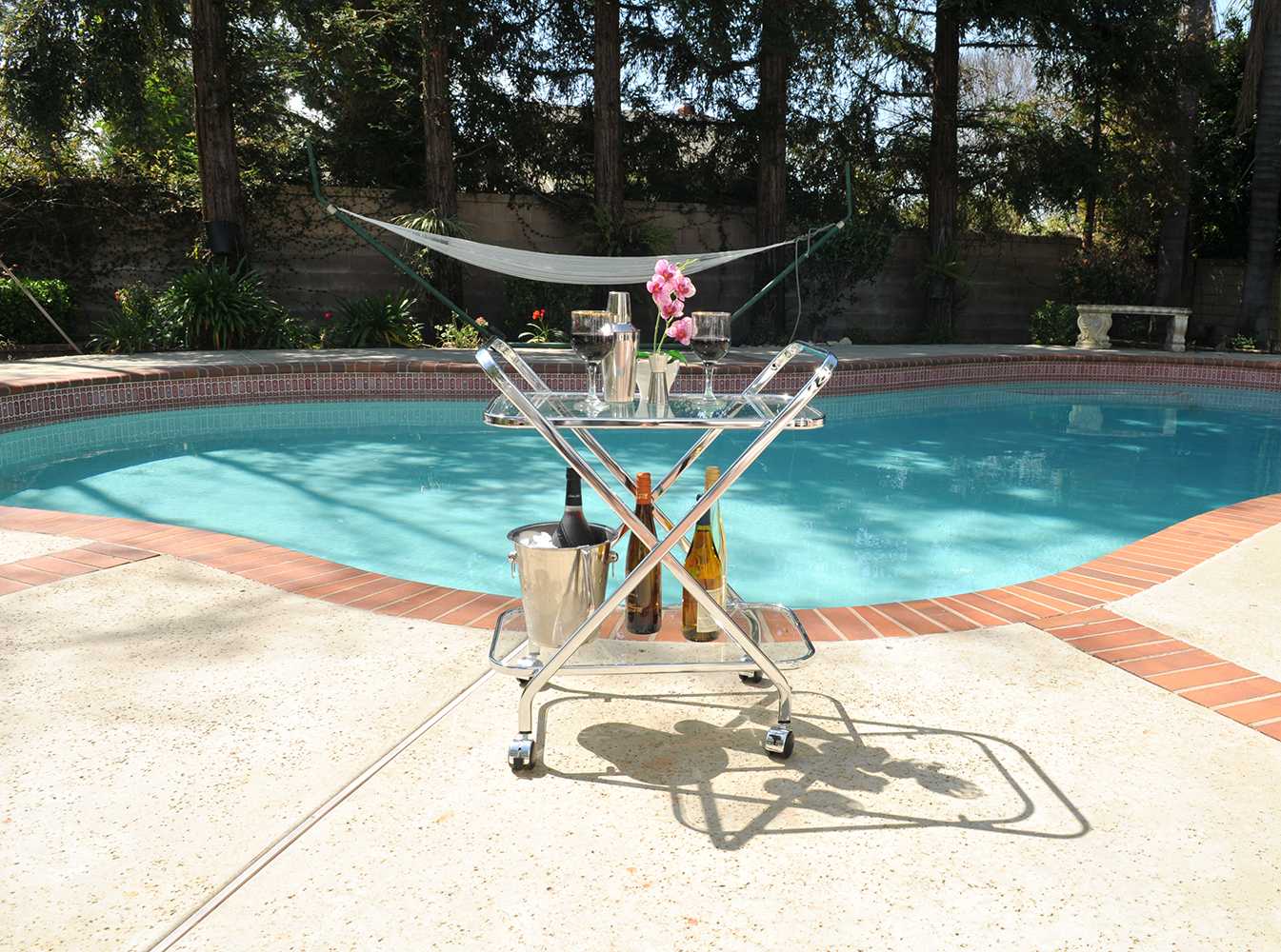 HomeRoots 16.5" x 26.25" x 30.5" Chrome XShape Bar Cart