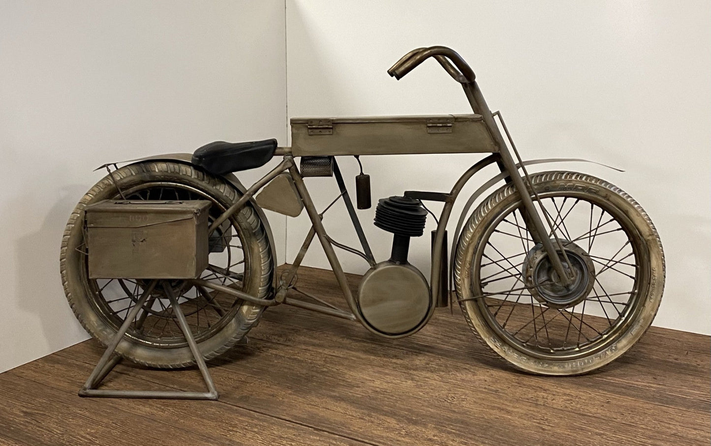 HomeRoots 16.5" x 66" x 36" HD Bike Bar in Antiqued Tan Finish