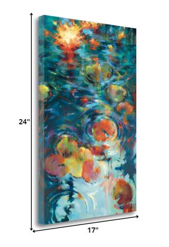 HomeRoots 17" Abstract Colorful Pond 1 Giclee Wrap Canvas Wall Art