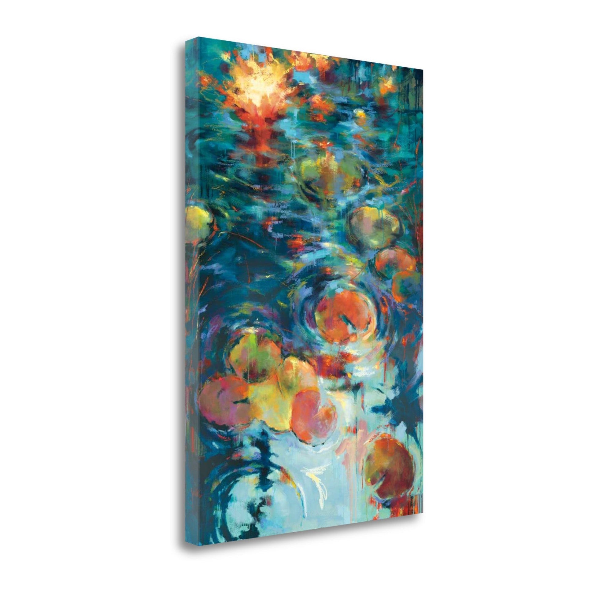 HomeRoots 17" Abstract Colorful Pond 1 Giclee Wrap Canvas Wall Art