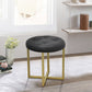 HomeRoots 17" Black Tufted Faux Leather Stool With Gold Base Finish