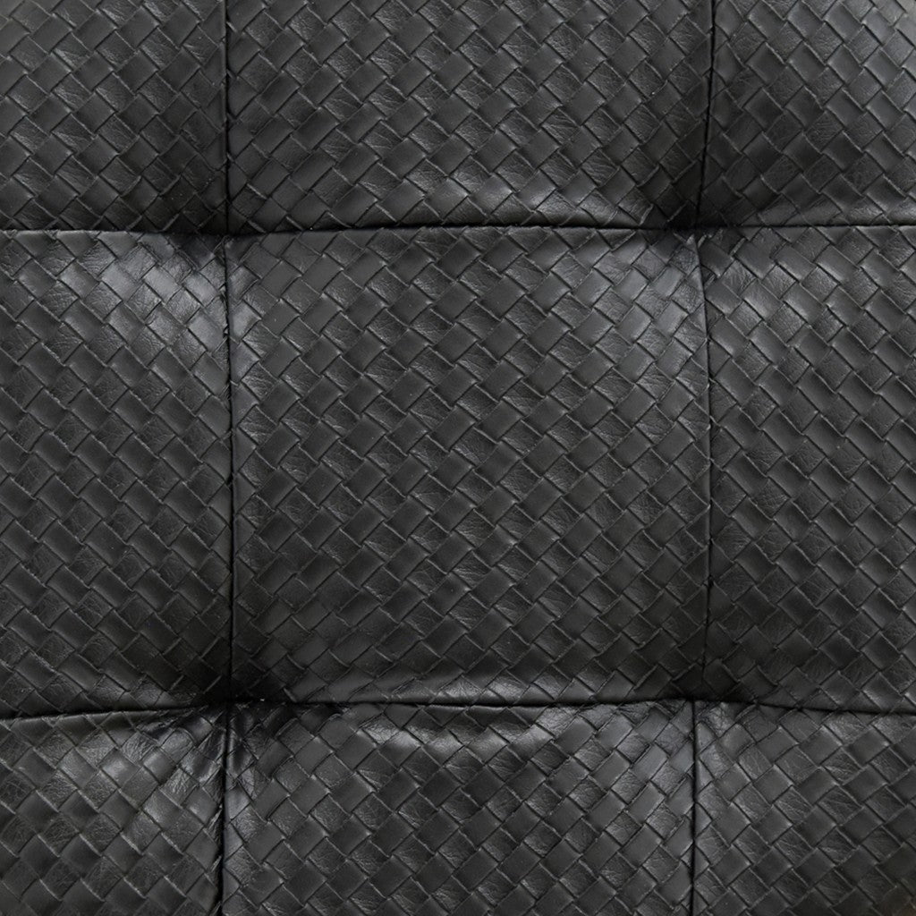 HomeRoots 17" Black Tufted Faux Leather Stool With Gold Base Finish