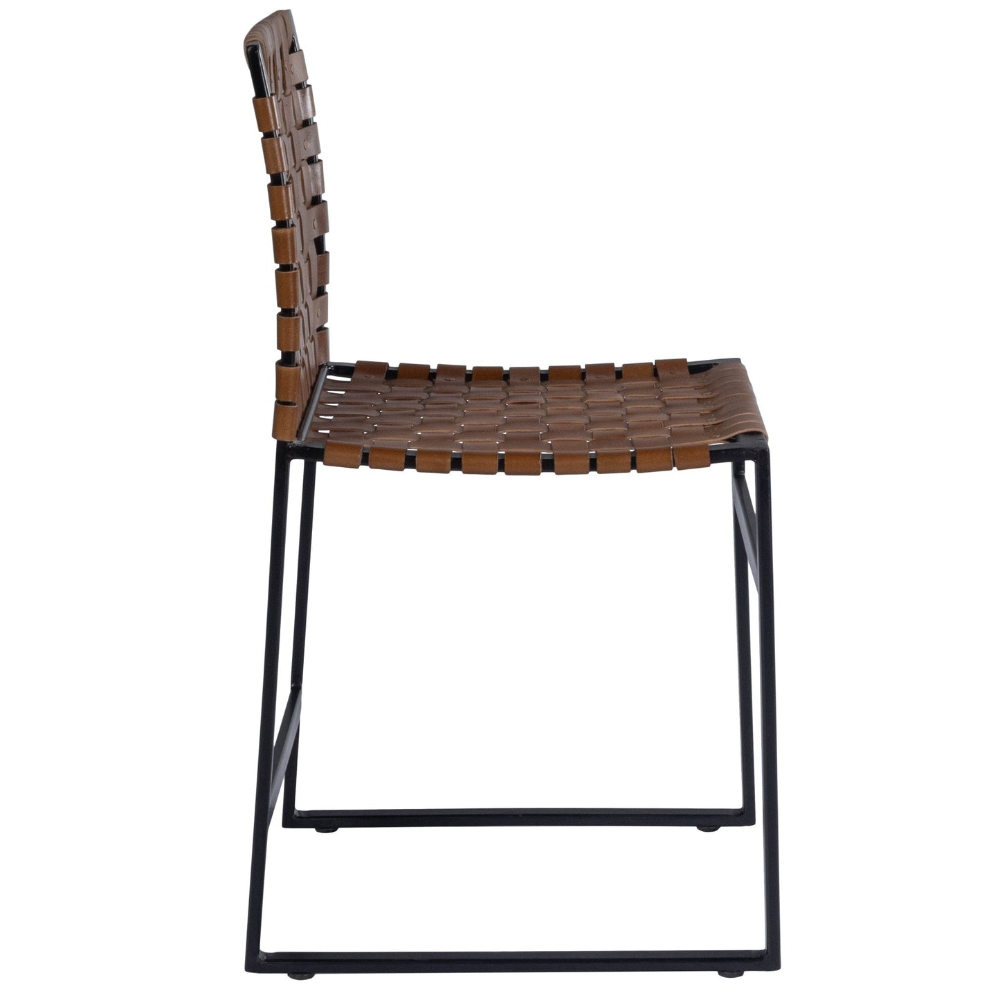 HomeRoots 17" Brown Faux Leather Side Chair With Black Frame Finish