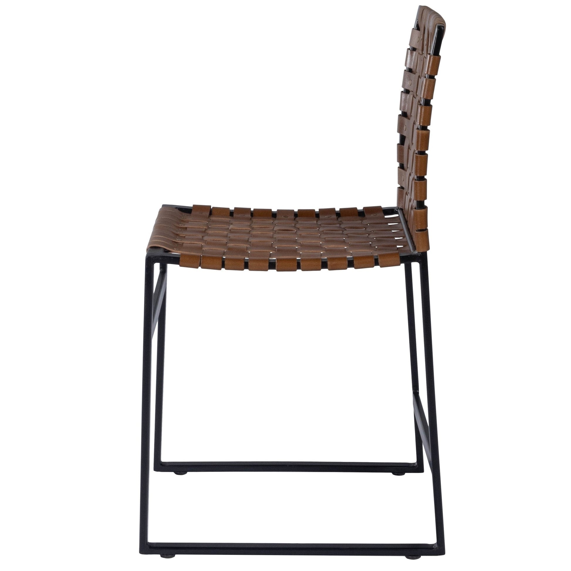 HomeRoots 17" Brown Faux Leather Side Chair With Black Frame Finish