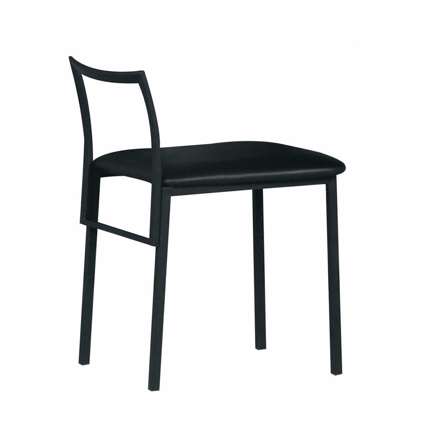 HomeRoots 17" Faux Leather Side Chair in Black Finish