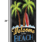 HomeRoots 17" Faux Wooden Black Beach Signboard Giclee Wrap Canvas Wall Art