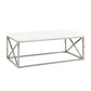 HomeRoots 17" Particle Board and Chrome Metal Coffee Table