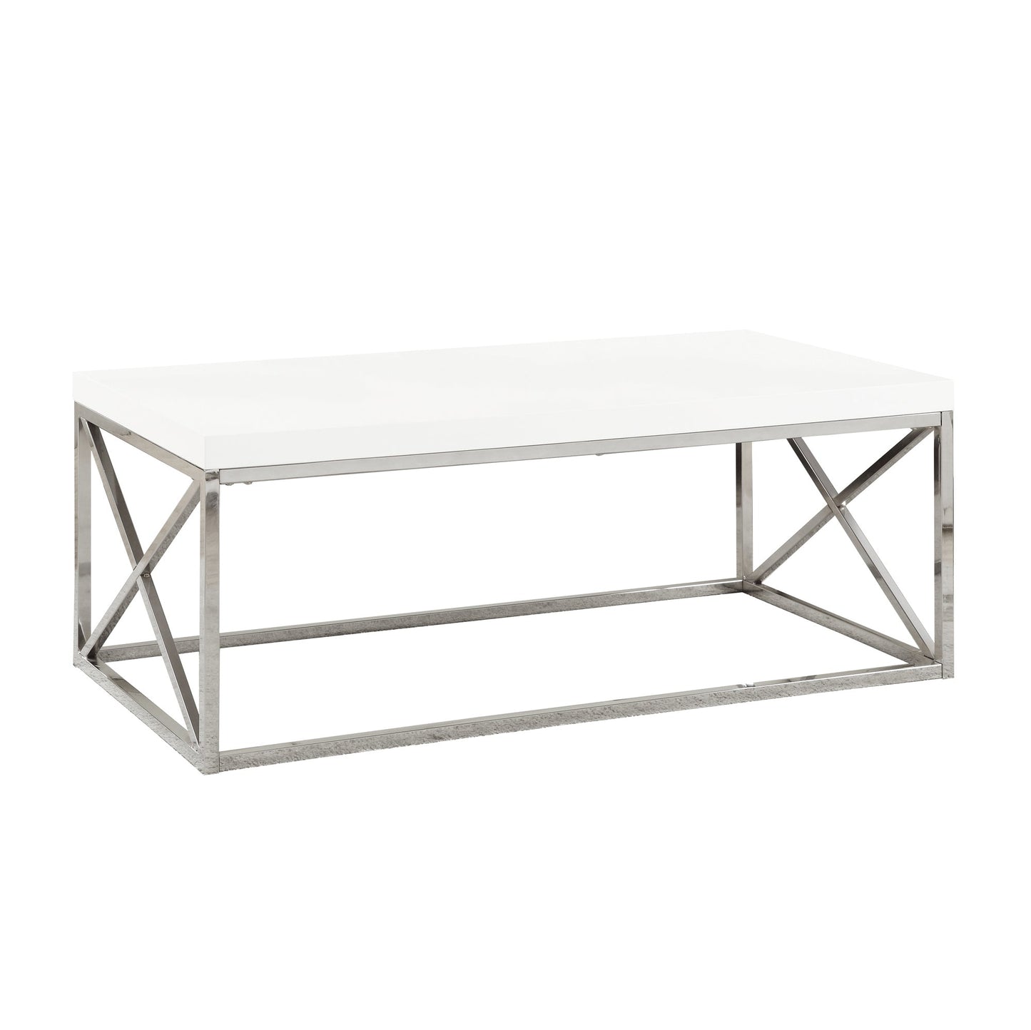 HomeRoots 17" Particle Board and Chrome Metal Coffee Table