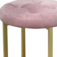 HomeRoots 17" Pink Tufted Velvet Stool With Gold Base Finish