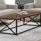 HomeRoots 17" Reclaimed Wood Particle Board and Black Metal Coffee Table