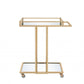 HomeRoots 17" X 29" X 33" Metal Casters Serving Cart in Gold Finish With Mirror Accents