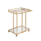 HomeRoots 17" X 29" X 33" Metal Casters Serving Cart in Gold Finish With Mirror Accents