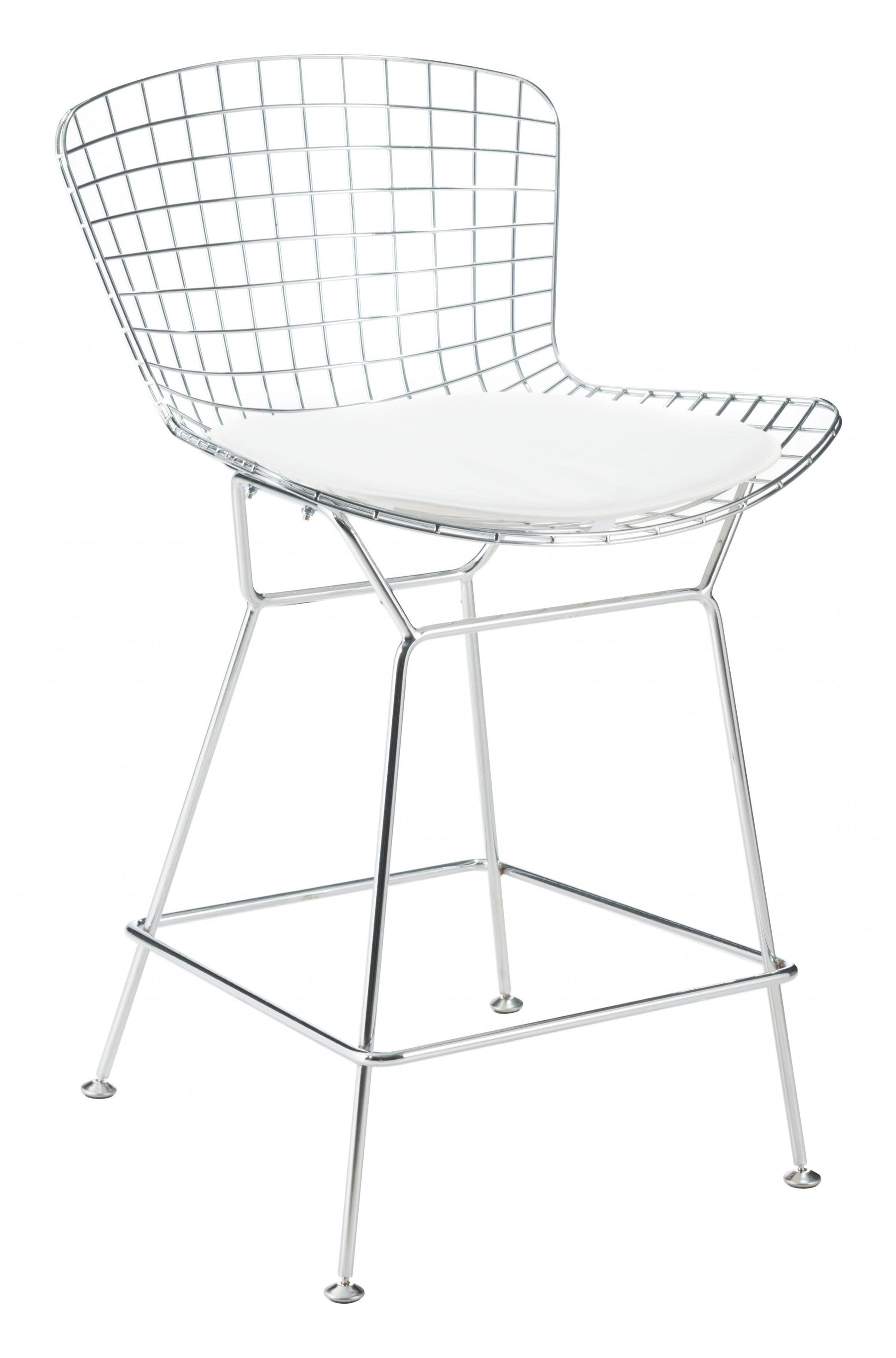 HomeRoots 17" x 17" Faux Leather Seat Cushion in White Finish