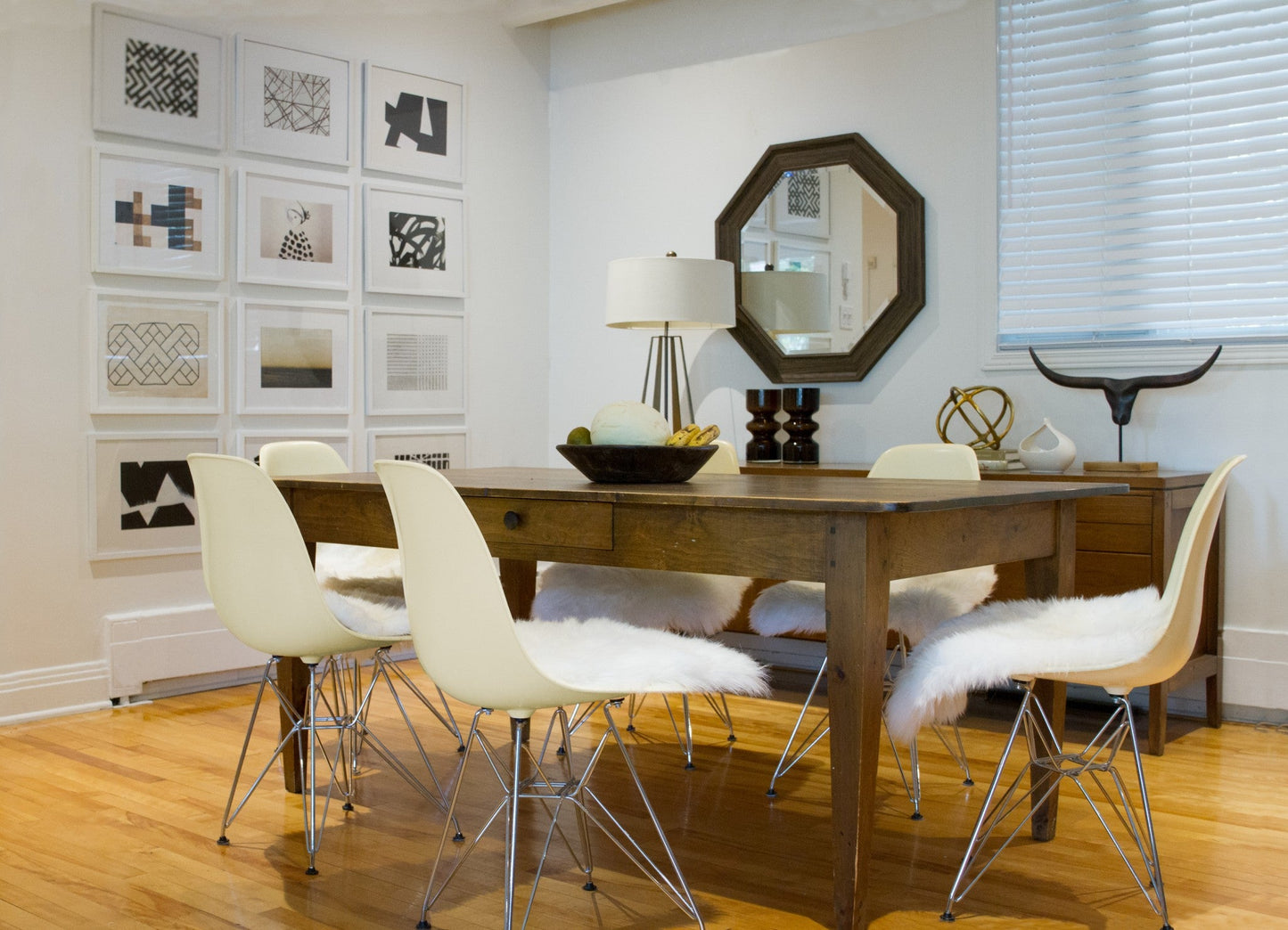 HomeRoots 17" x 17" x 2" Natural Sheepskin Chair Seat Cover 2 Pcs