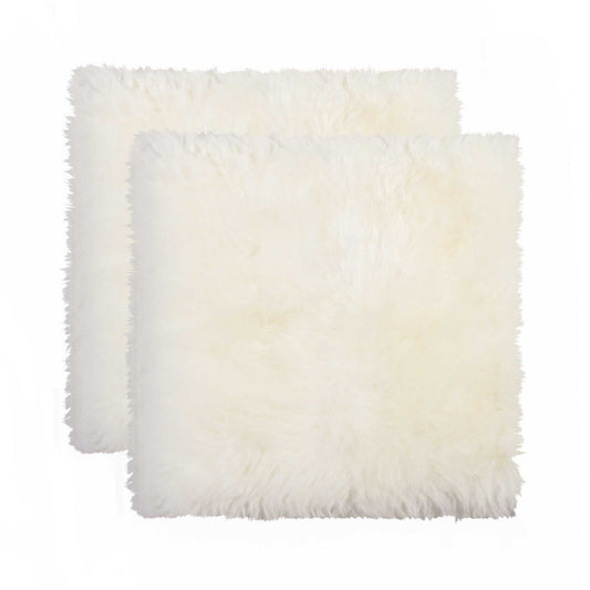 HomeRoots 17" x 17" x 2" Natural Sheepskin Chair Seat Cover 2 Pcs