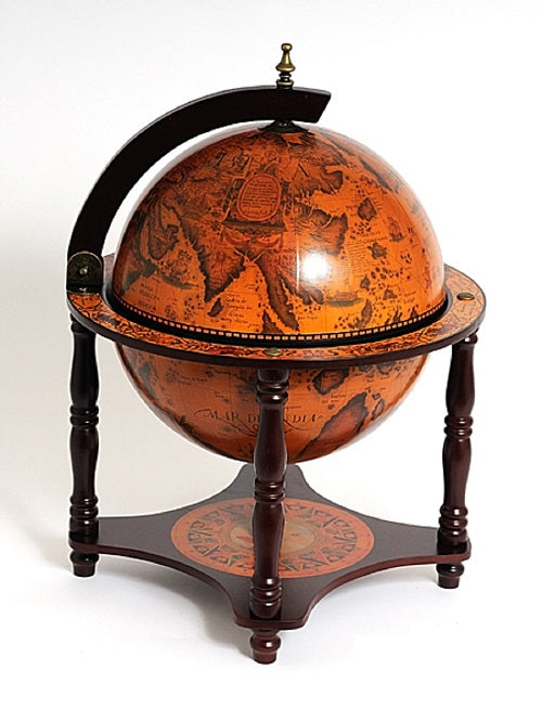 HomeRoots 17" x 17" x 22" Red Globe Bar 4 Legged Stand