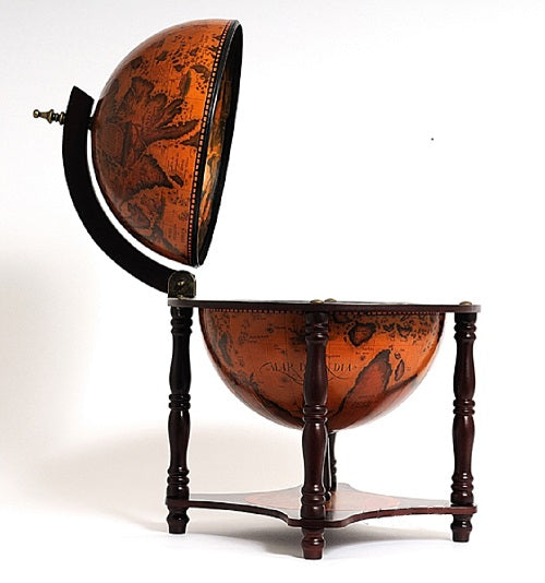 HomeRoots 17" x 17" x 22" Red Globe Bar 4 Legged Stand