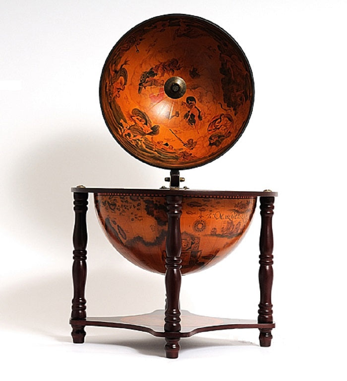 HomeRoots 17" x 17" x 22" Red Globe Bar 4 Legged Stand