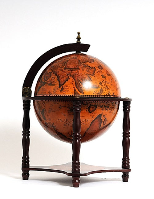 HomeRoots 17" x 17" x 22" Red Globe Bar 4 Legged Stand