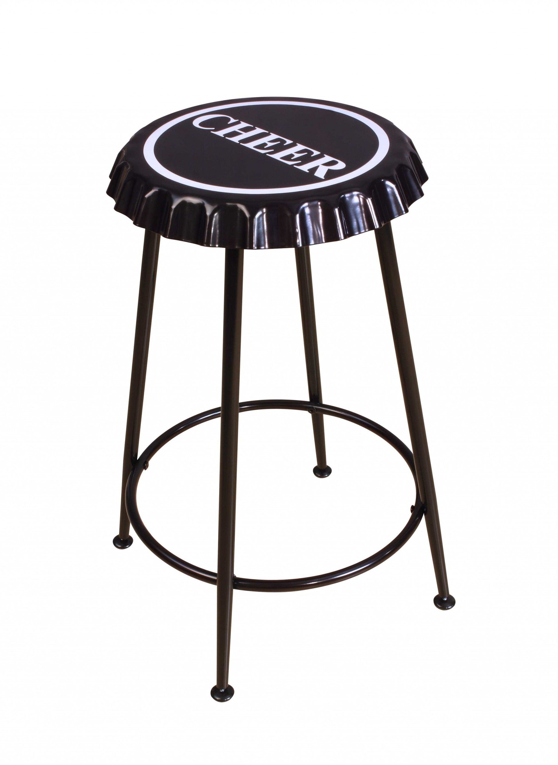 HomeRoots 17' x 17' x 24' Black Metal Tube Stool