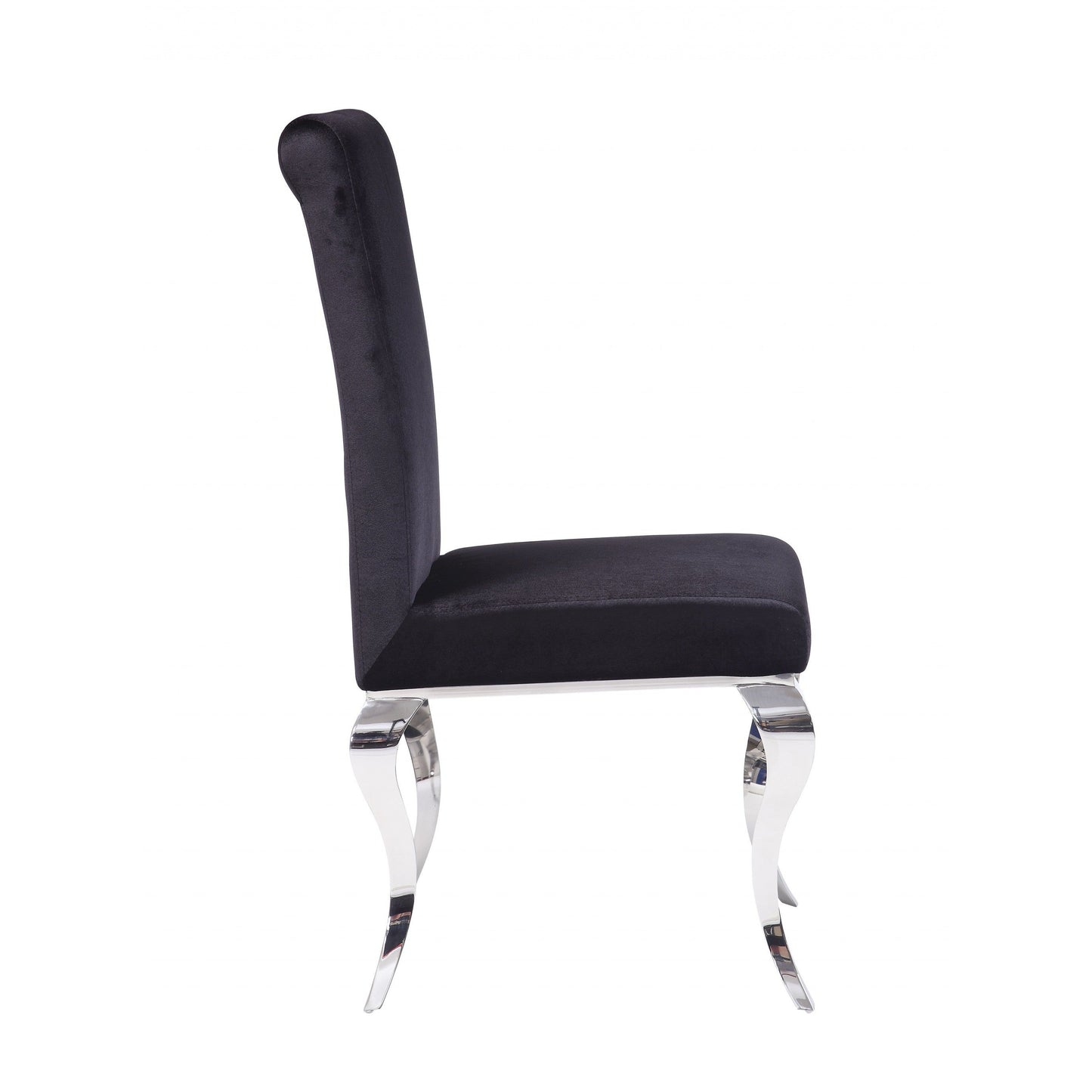 HomeRoots 17" x 20" x 44" Fabric Stainless Steel Upholstered Seat Side Chair in Set of Two