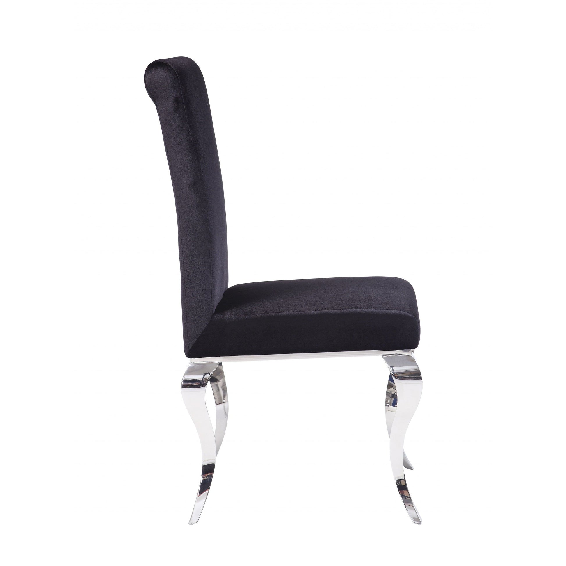 HomeRoots 17" x 20" x 44" Fabric Stainless Steel Upholstered Seat Side Chair in Set of Two