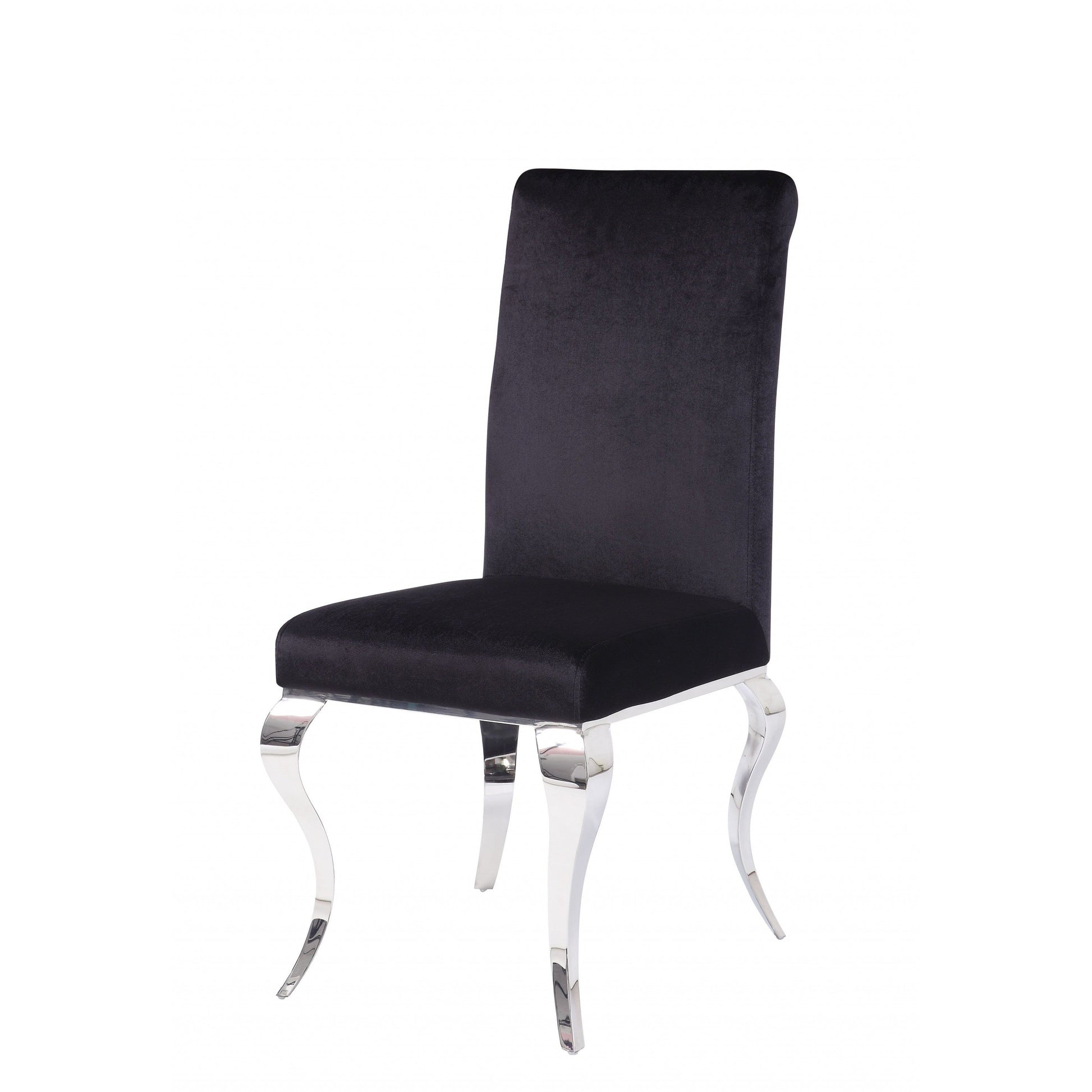 HomeRoots 17" x 20" x 44" Fabric Stainless Steel Upholstered Seat Side Chair in Set of Two