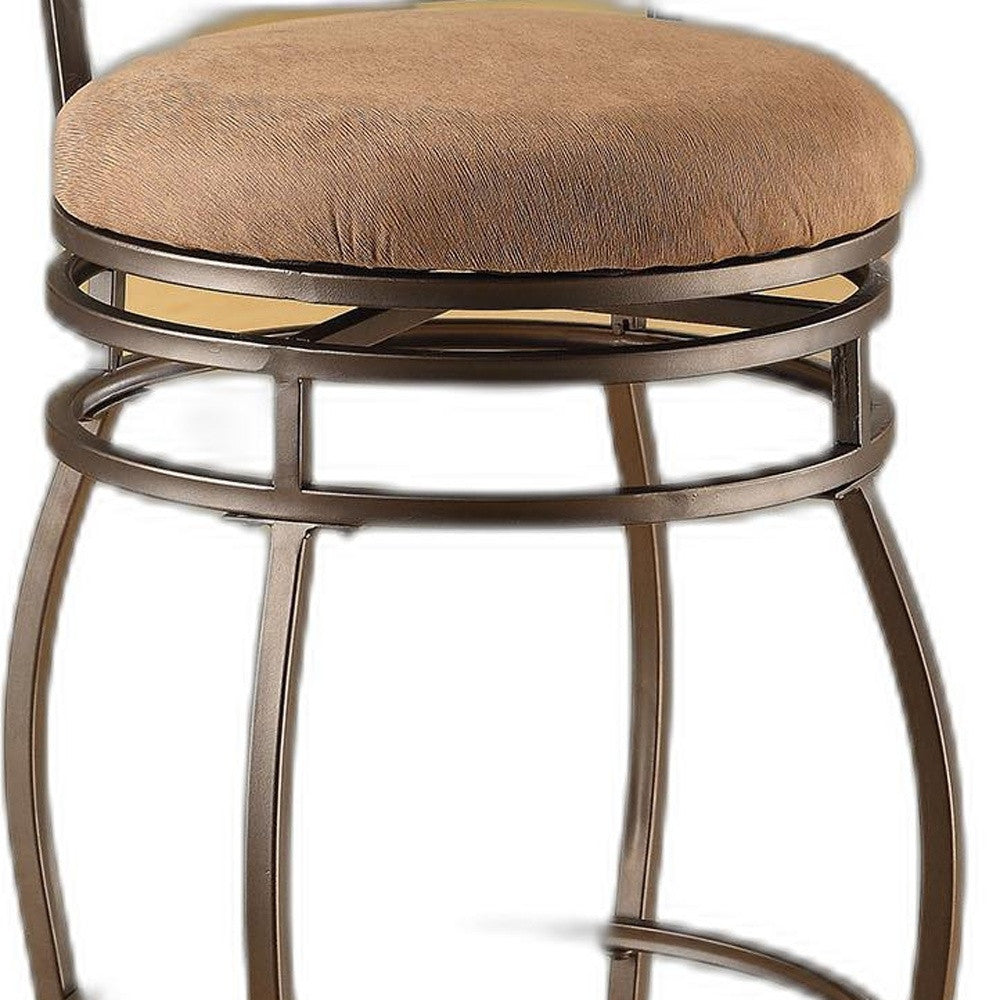 HomeRoots 17' x 21' x 46' 2-Piece Fabric And Dark Bronze Swivel Bar Chair