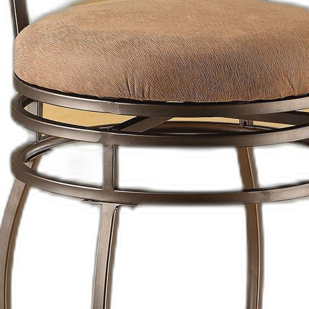 HomeRoots 17' x 21' x 46' 2-Piece Fabric And Dark Bronze Swivel Bar Chair