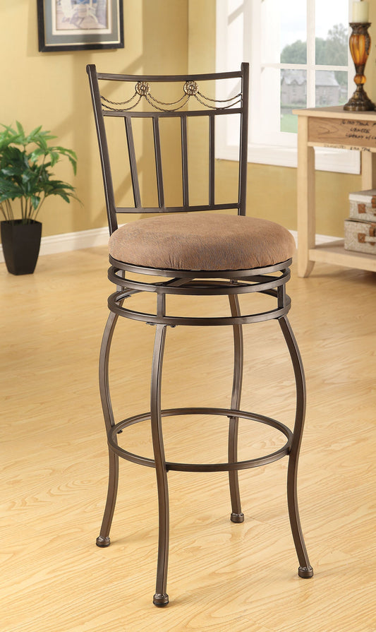 HomeRoots 17' x 21' x 46' 2-Piece Fabric And Dark Bronze Swivel Bar Chair