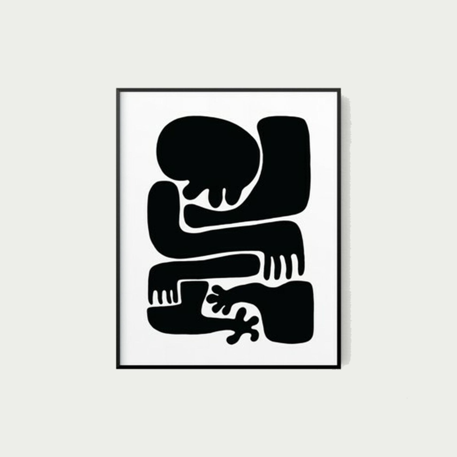 HomeRoots 17" x 22" Contemporary Black and White Shapes Wall Art