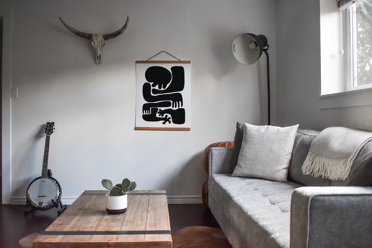 HomeRoots 17" x 22" Contemporary Black and White Shapes Wall Art