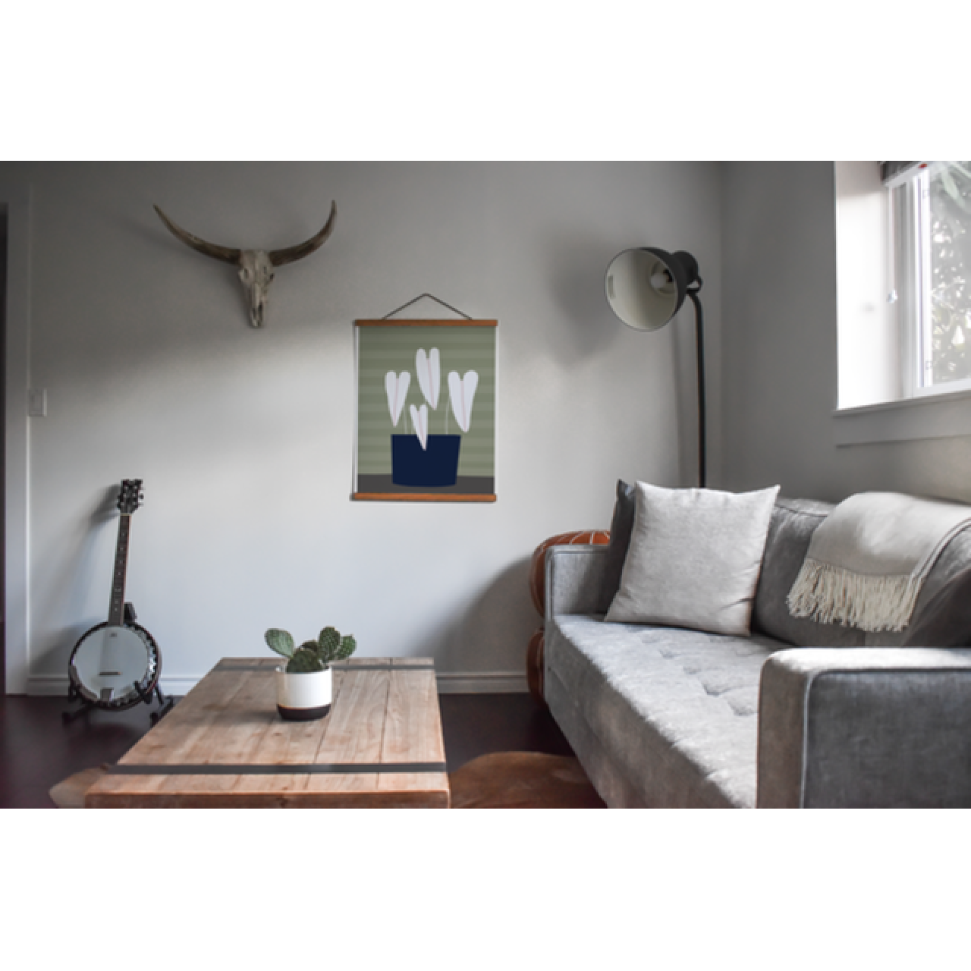 HomeRoots 17" x 22" Contemporary Botanical Hearts Wall Art