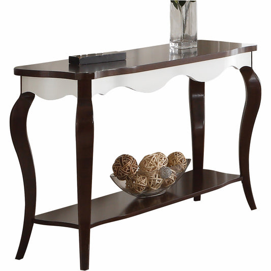 HomeRoots 17" x 48" x 30" Walnut White Wood Sofa Table