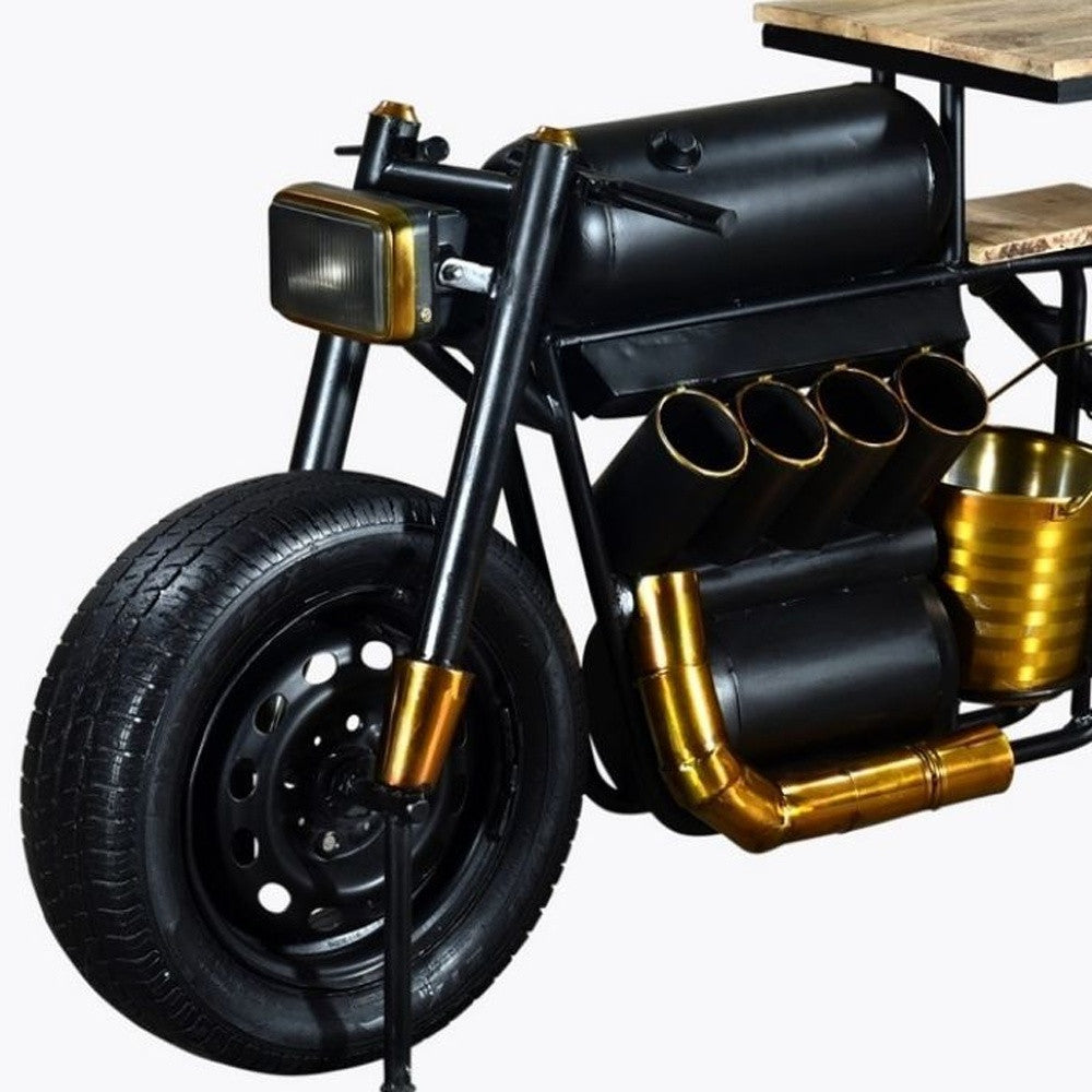HomeRoots 17" x 70.5" x 33" Vector Bike Bar With Black and Gold Finish