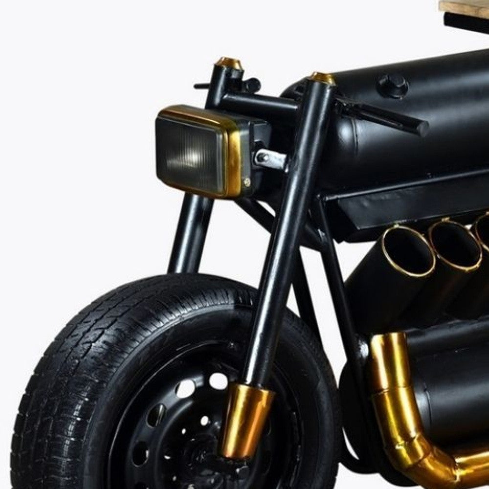 HomeRoots 17" x 70.5" x 33" Vector Bike Bar With Black and Gold Finish
