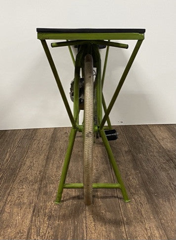 HomeRoots 17" x 71" x 33.5" HD Bike Counter in Antiqued Green Finish