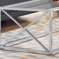 HomeRoots 17.25" Chrome Metal and Clear Tempered Glass Coffee Table