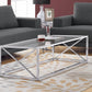 HomeRoots 17.25" Chrome Metal and Clear Tempered Glass Coffee Table