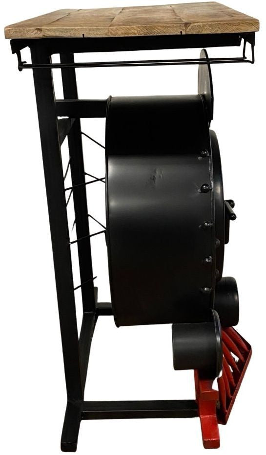 HomeRoots 17.5" x 28.5" x 36" Steam Engine Bar Counter With Antiqued Black Finish