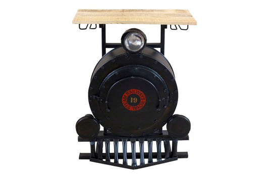 HomeRoots 17.5" x 28.5" x 36" Steam Engine Bar Counter With Antiqued Black Finish