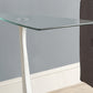 HomeRoots 17.75" x 13.75" x 23.75" Particle Board Tempered Glass Accent Table With Black and Silver Finish