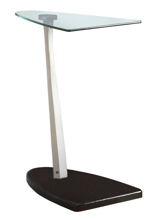 HomeRoots 17.75" x 13.75" x 23.75" Particle Board Tempered Glass Accent Table With Black and Silver Finish