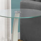 HomeRoots 17.75" x 17.75" x 24" Particle Board And Tempered Glass Accent Table With White and Clear Finish