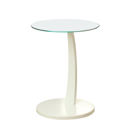 HomeRoots 17.75" x 17.75" x 24" Particle Board And Tempered Glass Accent Table With White and Clear Finish