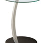 HomeRoots 17.75" x 17.75" x 24" Particle Board Tempered Glass Accent Table in Black and Silver Finish