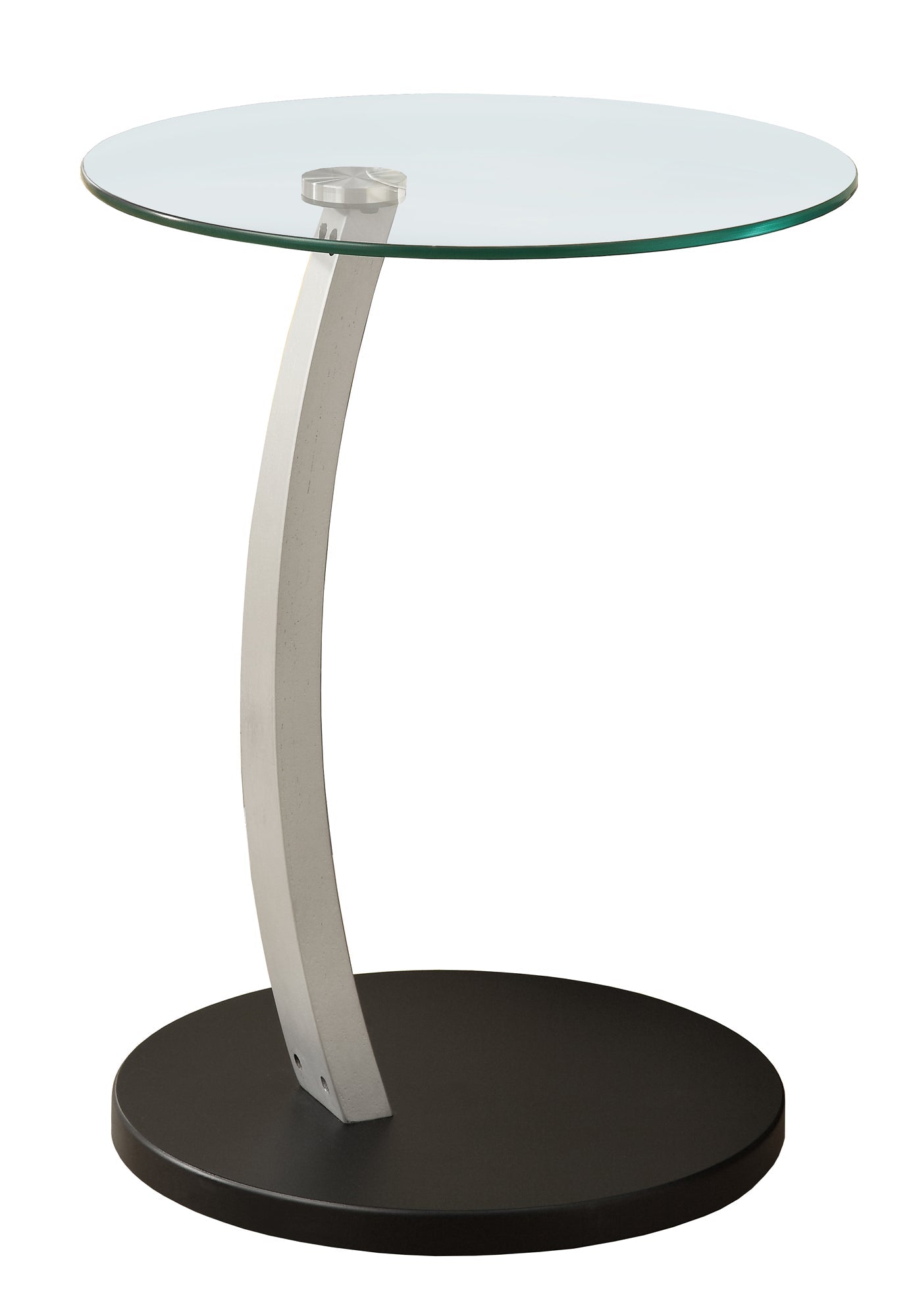 HomeRoots 17.75" x 17.75" x 24" Particle Board Tempered Glass Accent Table in Black and Silver Finish